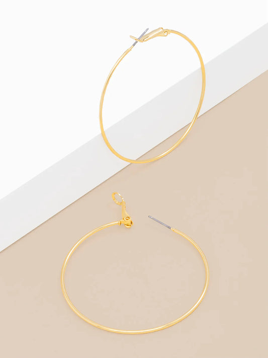 Large Metal Slim Hoop Earring