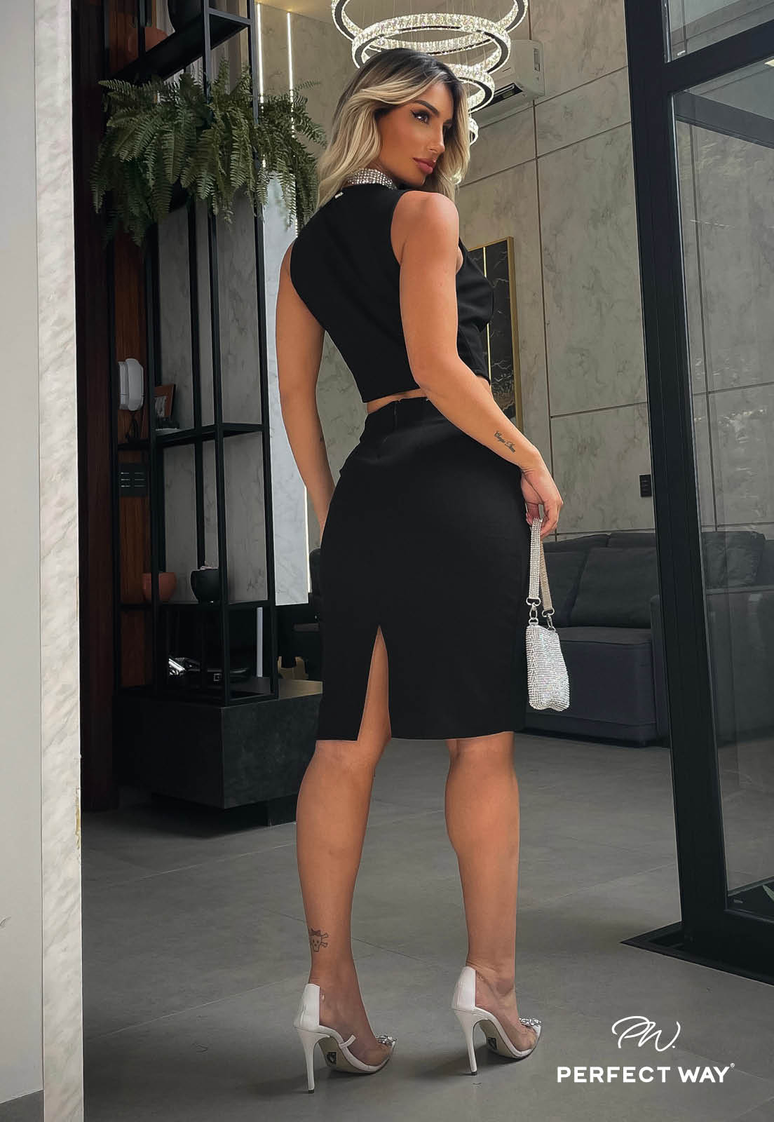 Knee Length Black Skirt