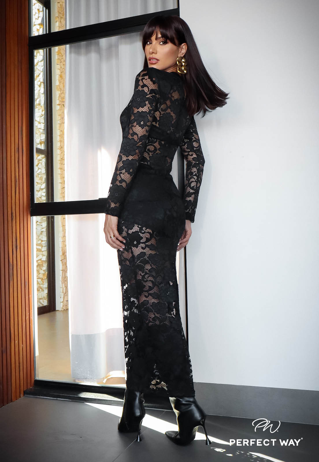 Black Long Dress in Lace