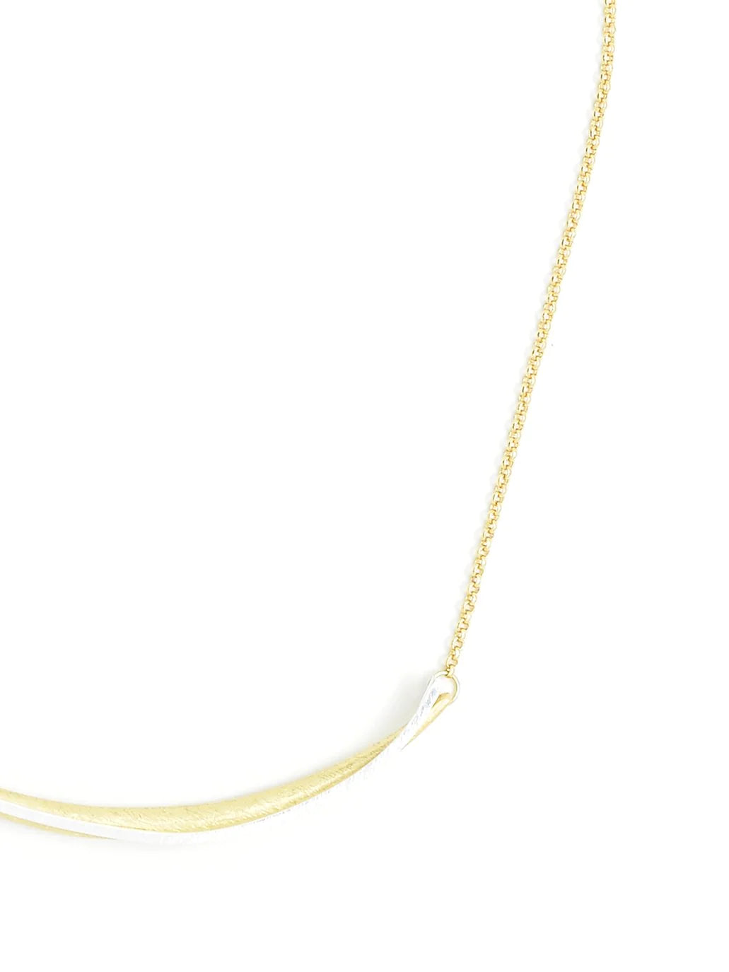 Two Toned Delicate Necklace Matte Gold and Silver