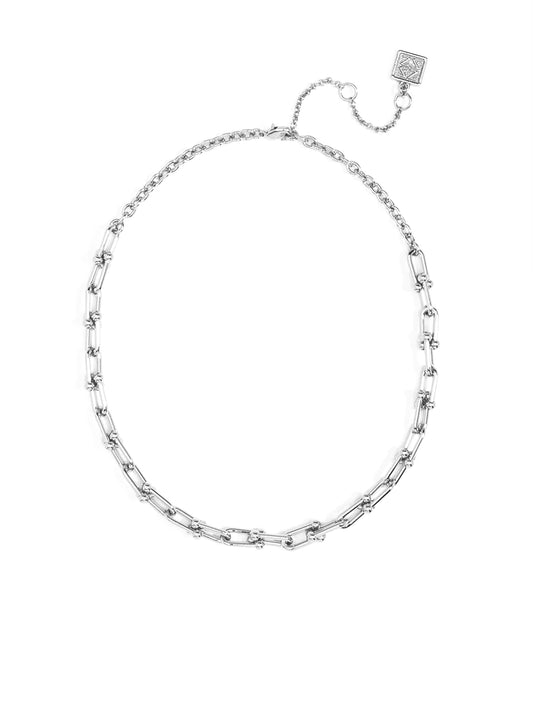 Silver Cable Chain Clips Collar Necklace