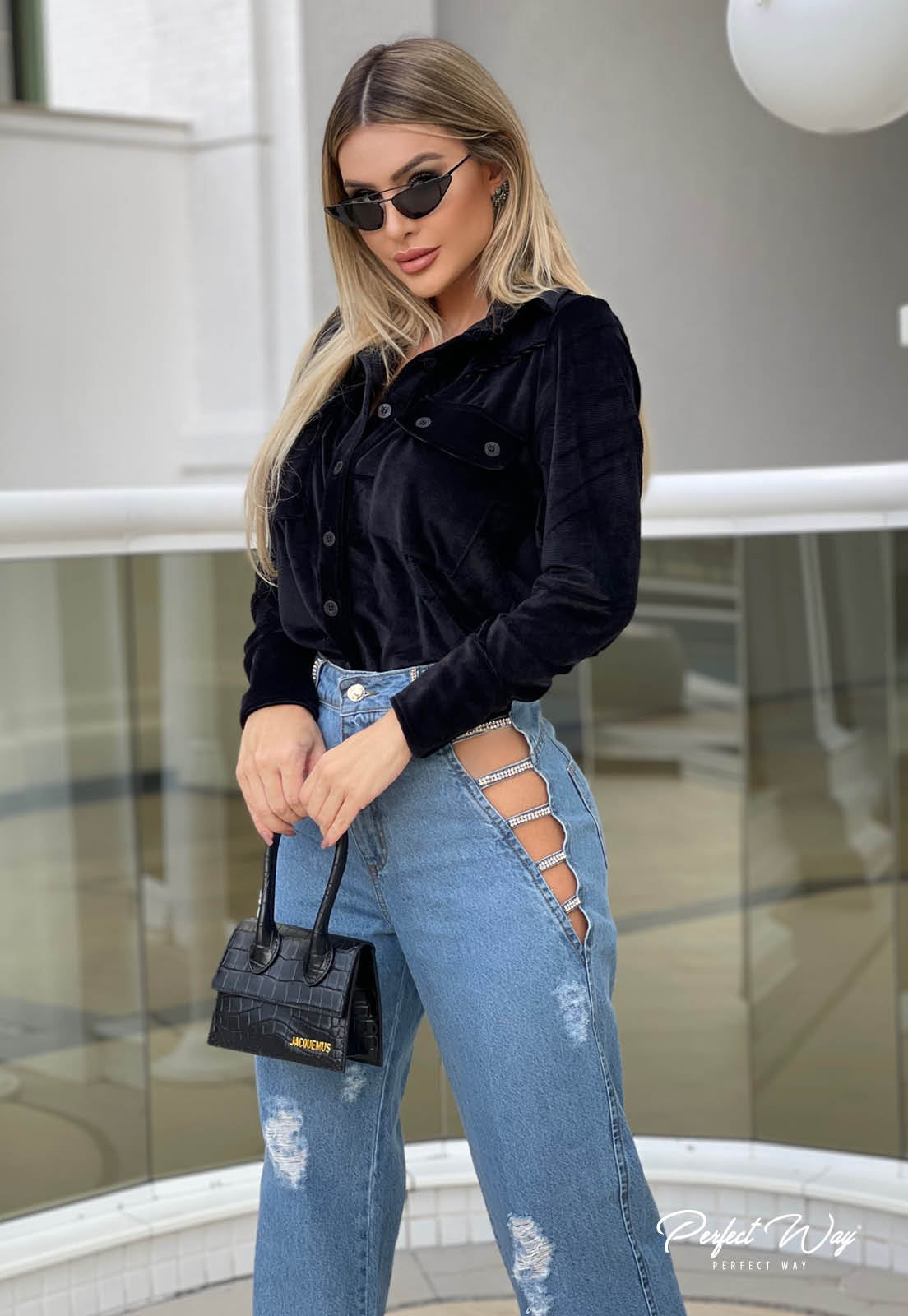 Velvet Button Up Shirt