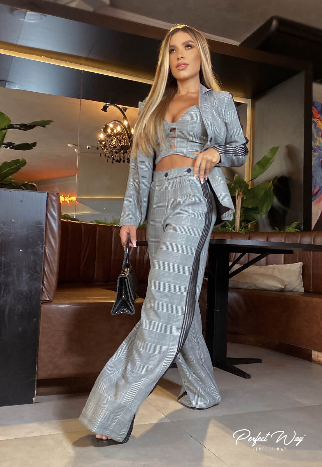 Grey Striped Tailored Blazer