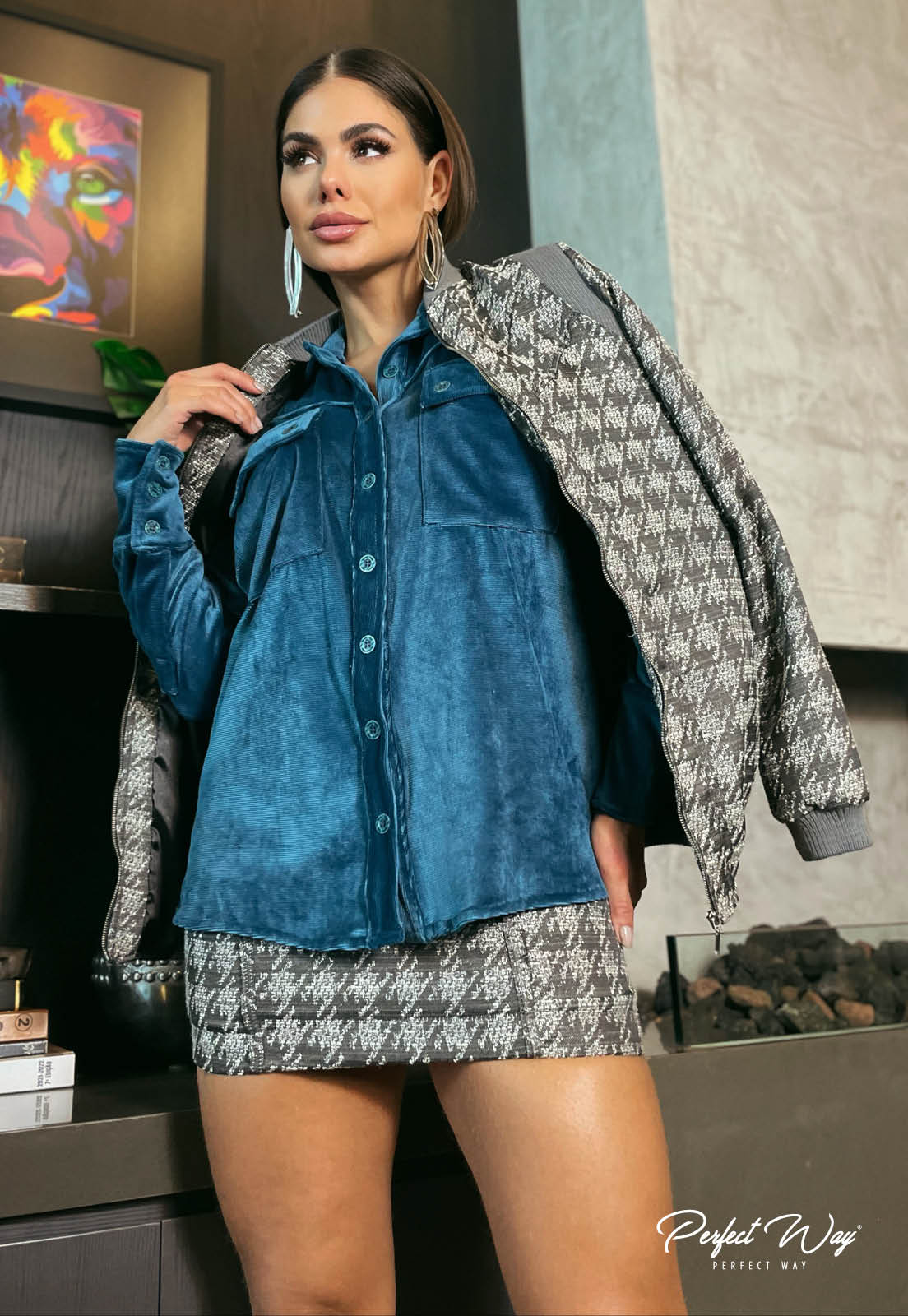 Velvet Button Up Shirt