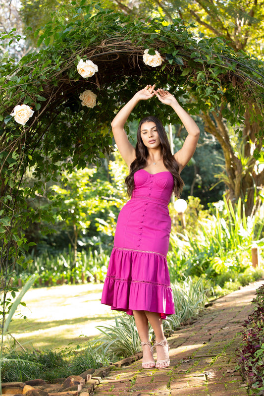 Amor - Dark Pink Midi Dress