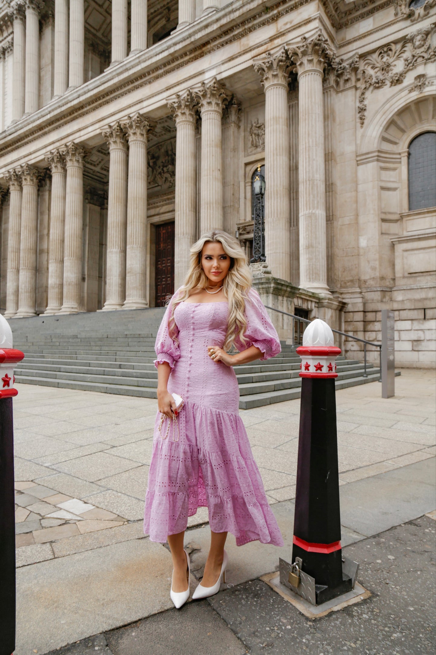 Anne - Light Pink Midi Dress