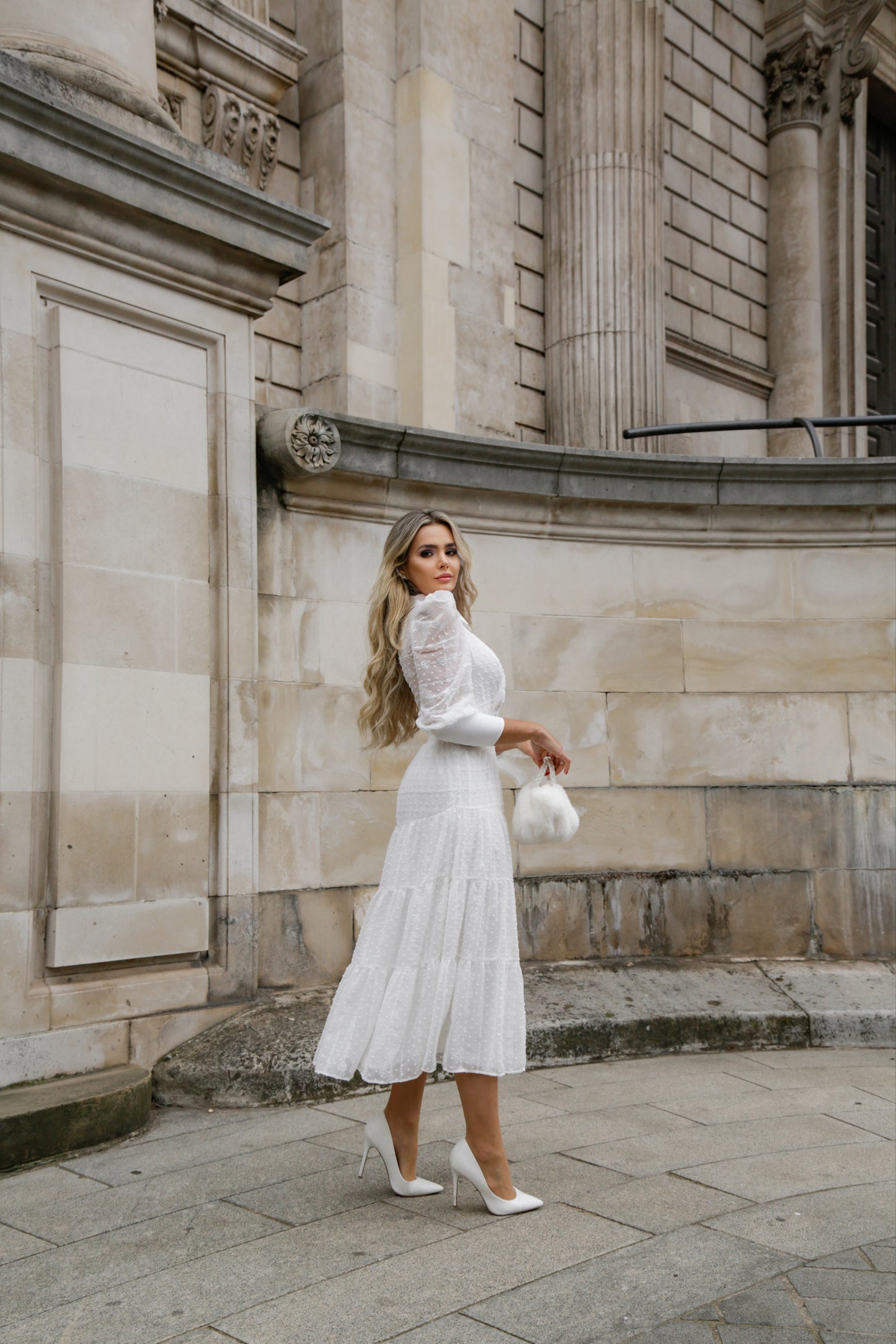 Valentina - White Romantic Midi Dress