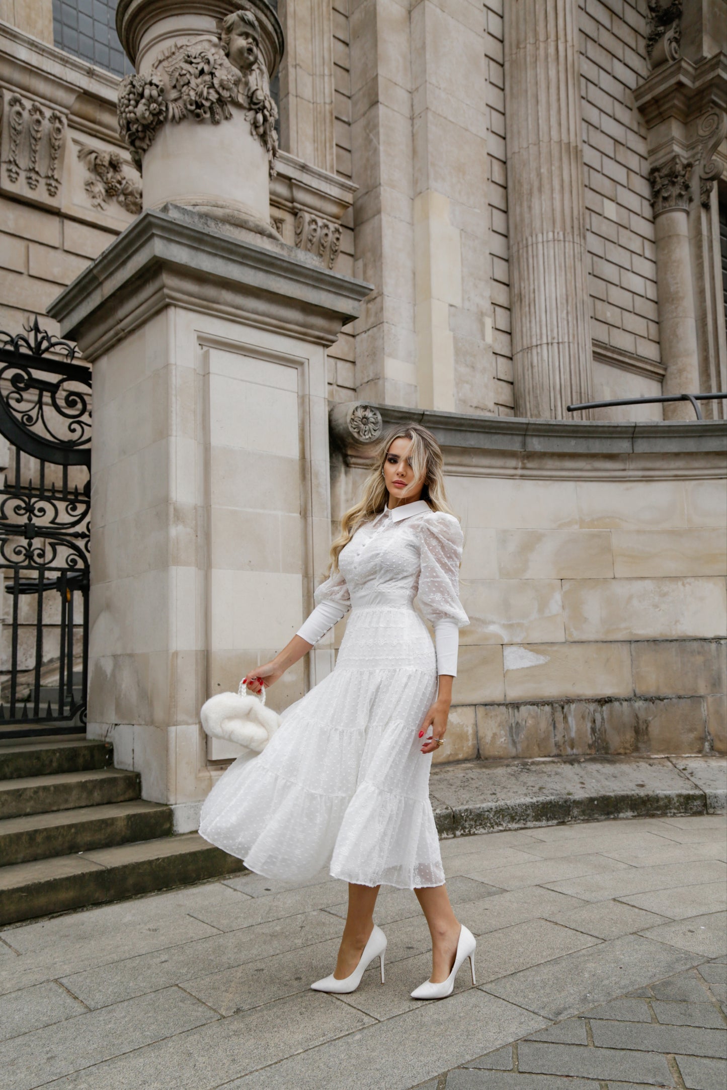 Valentina - White Romantic Midi Dress