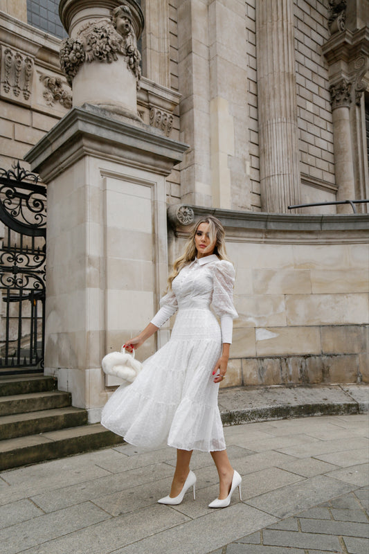 Valentina - White Romantic Midi Dress