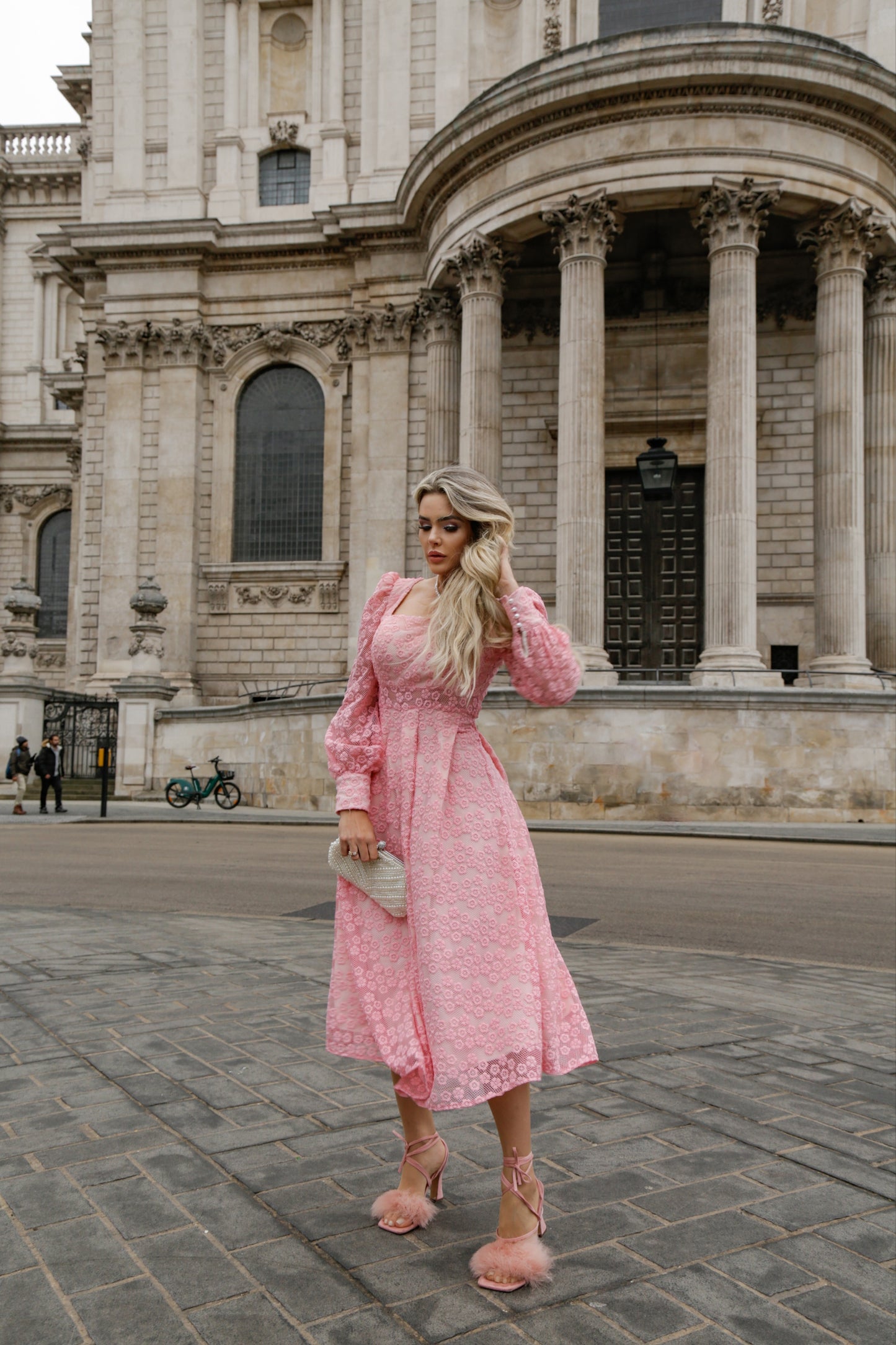 Isabel - Light Pink Midi Dress