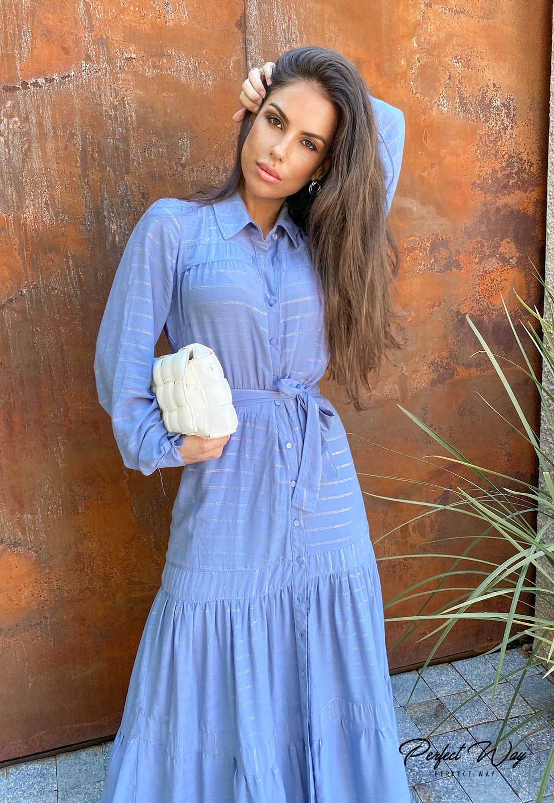 Long Light Blue Dress w/ Long Sleeve