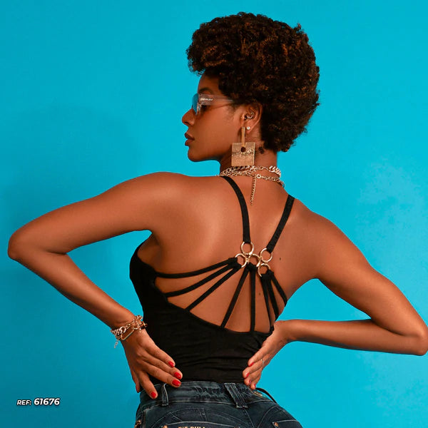 Black Shirt w/ Gold Metal Details