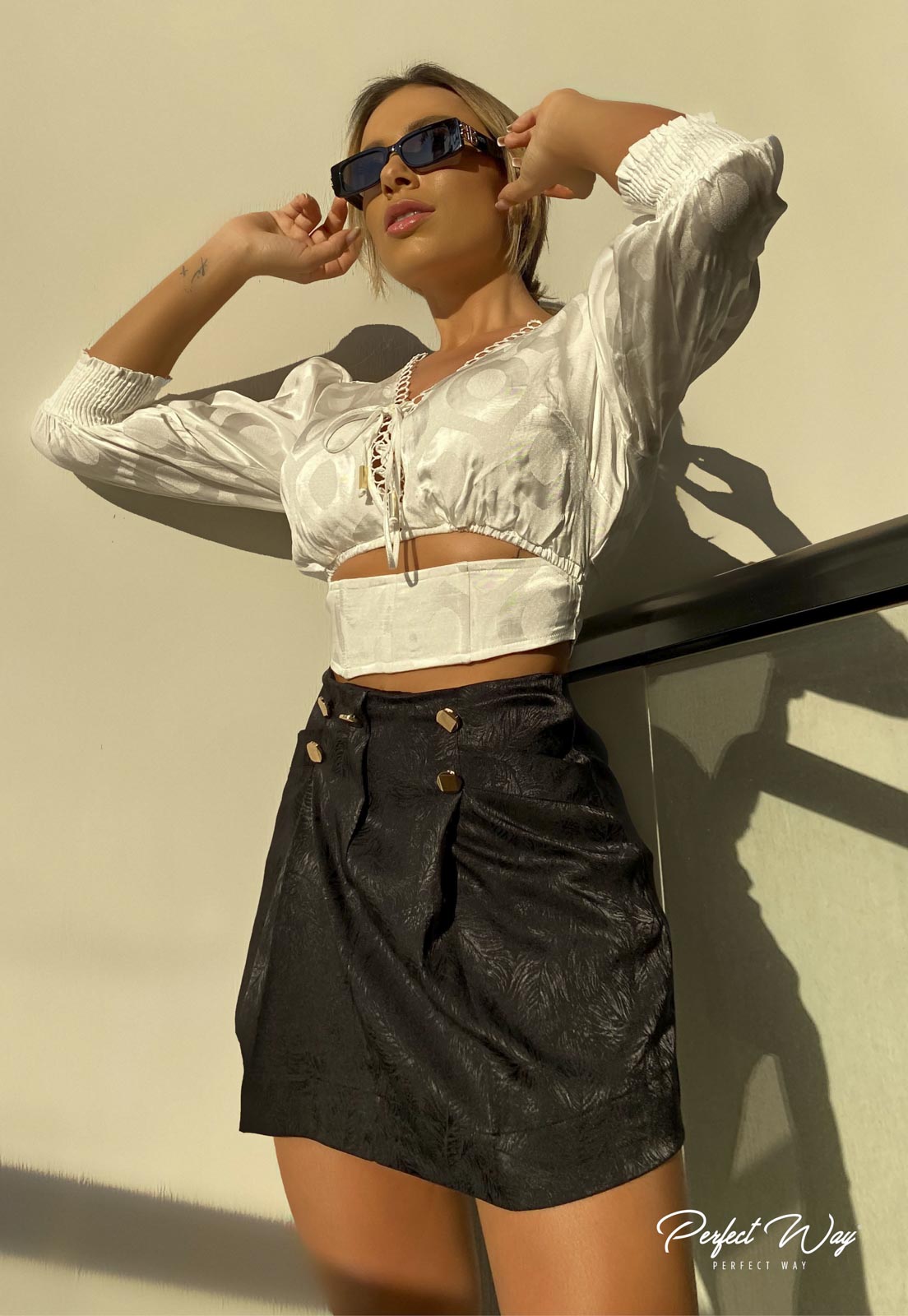Black Skirt w/ Gold Button Detail