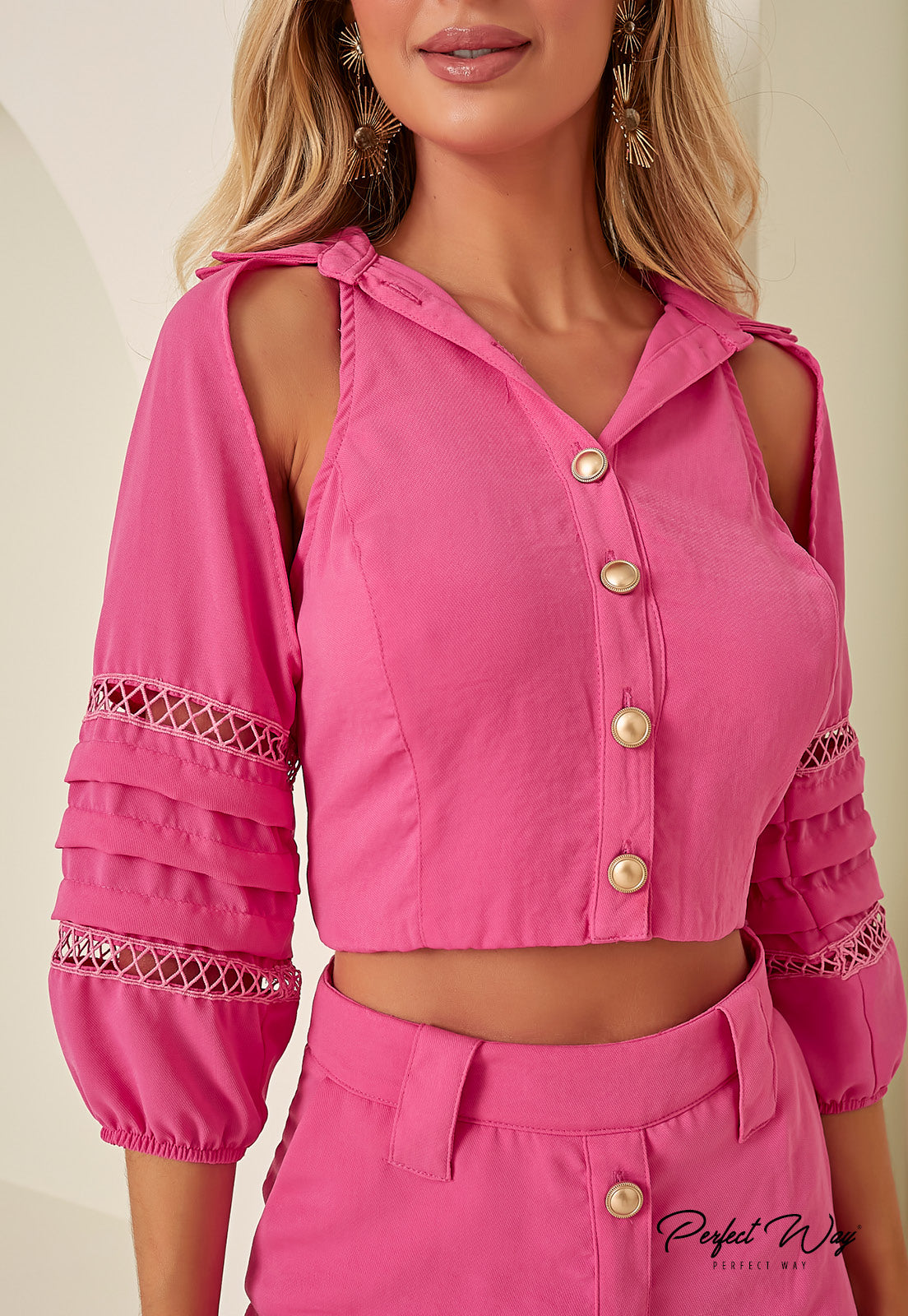 Pink Skort and Cropped Top Set w/ Cutouts