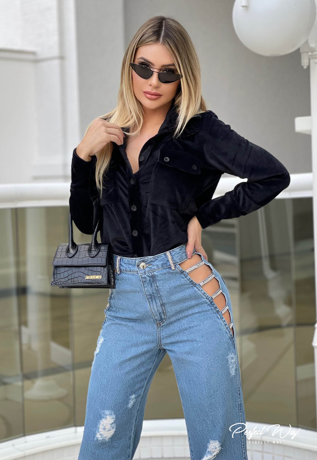 Velvet Button Up Shirt