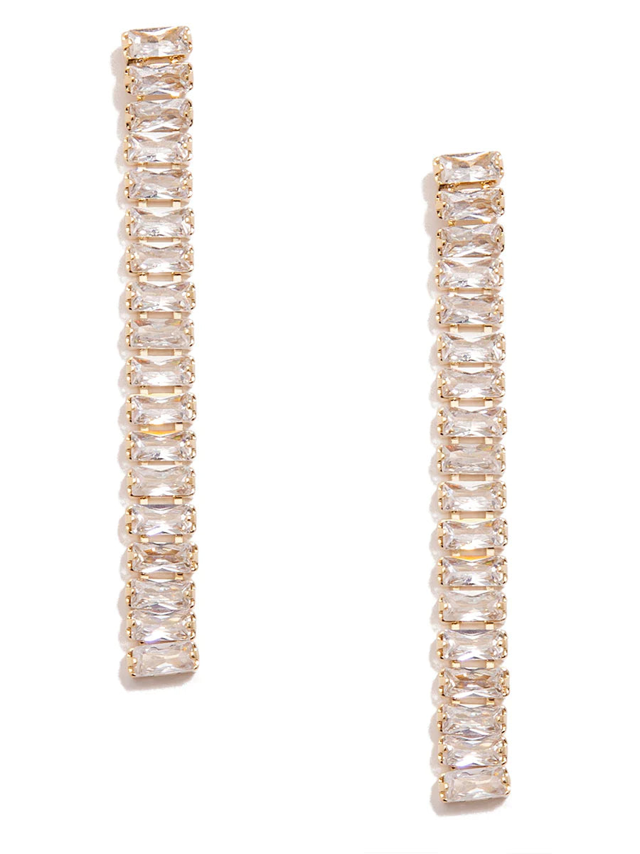 Drop Earrings Stacked Baguette Crystals