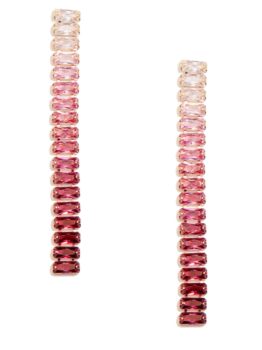 Drop Earrings Stacked Baguette Crystals