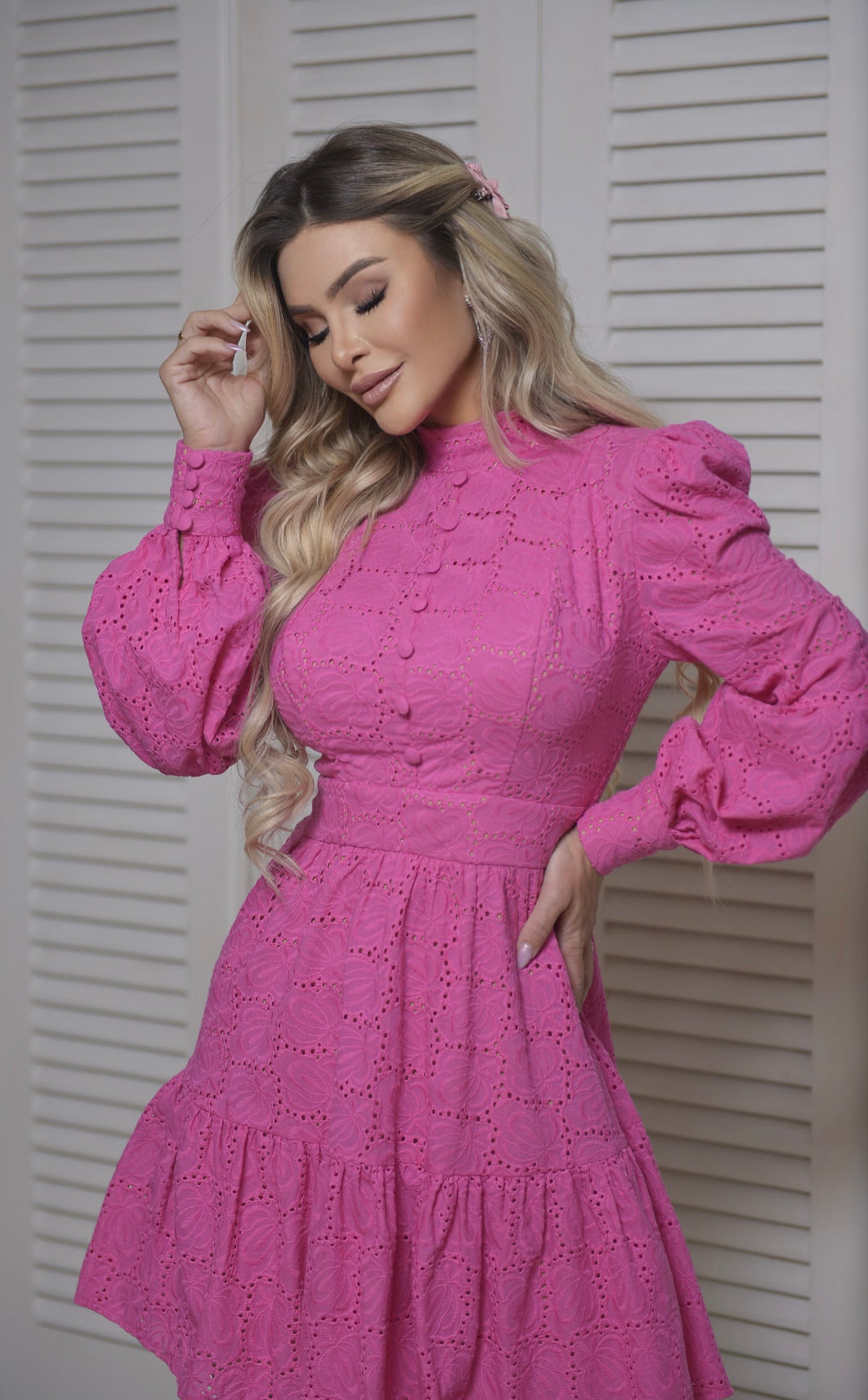 Clarice - Short Pink Long Sleeve Dress