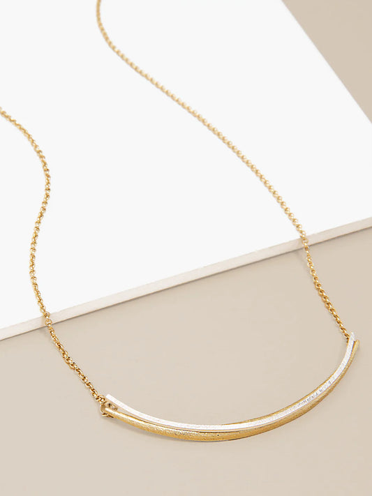 Two Toned Delicate Necklace Matte Gold and Silver