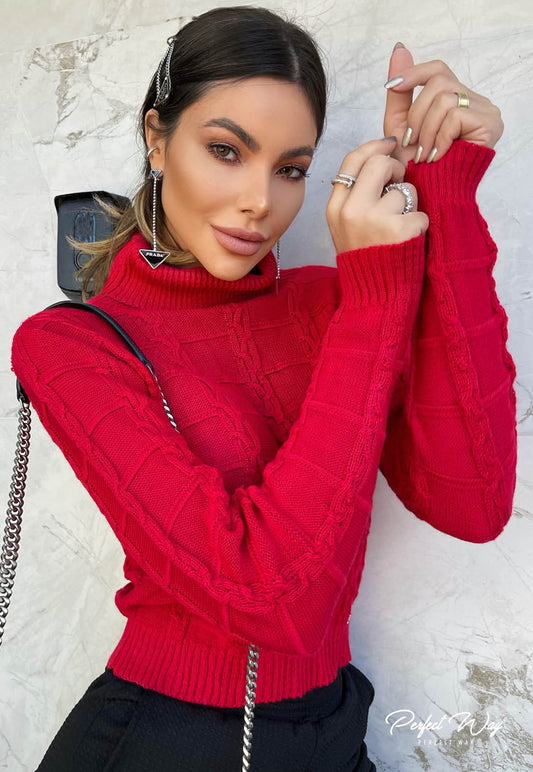 Turtleneck Tricot Long Sleeve Top