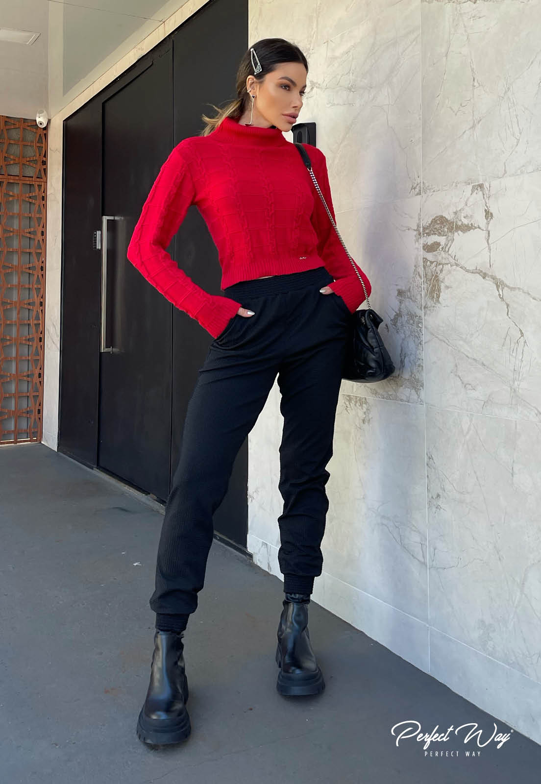 Turtleneck Tricot Long Sleeve Top