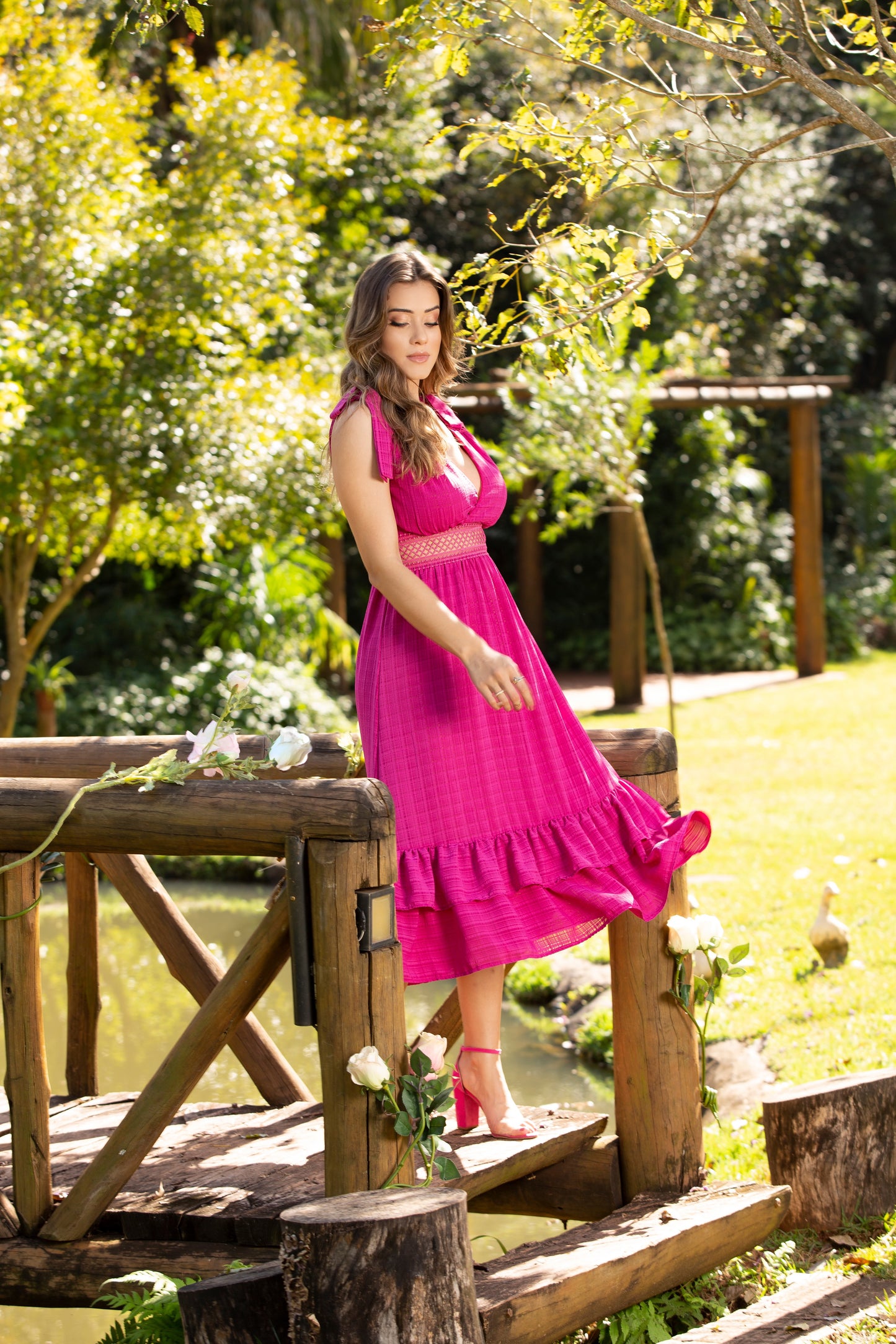 Condessa - Fuchsia Midi Dress