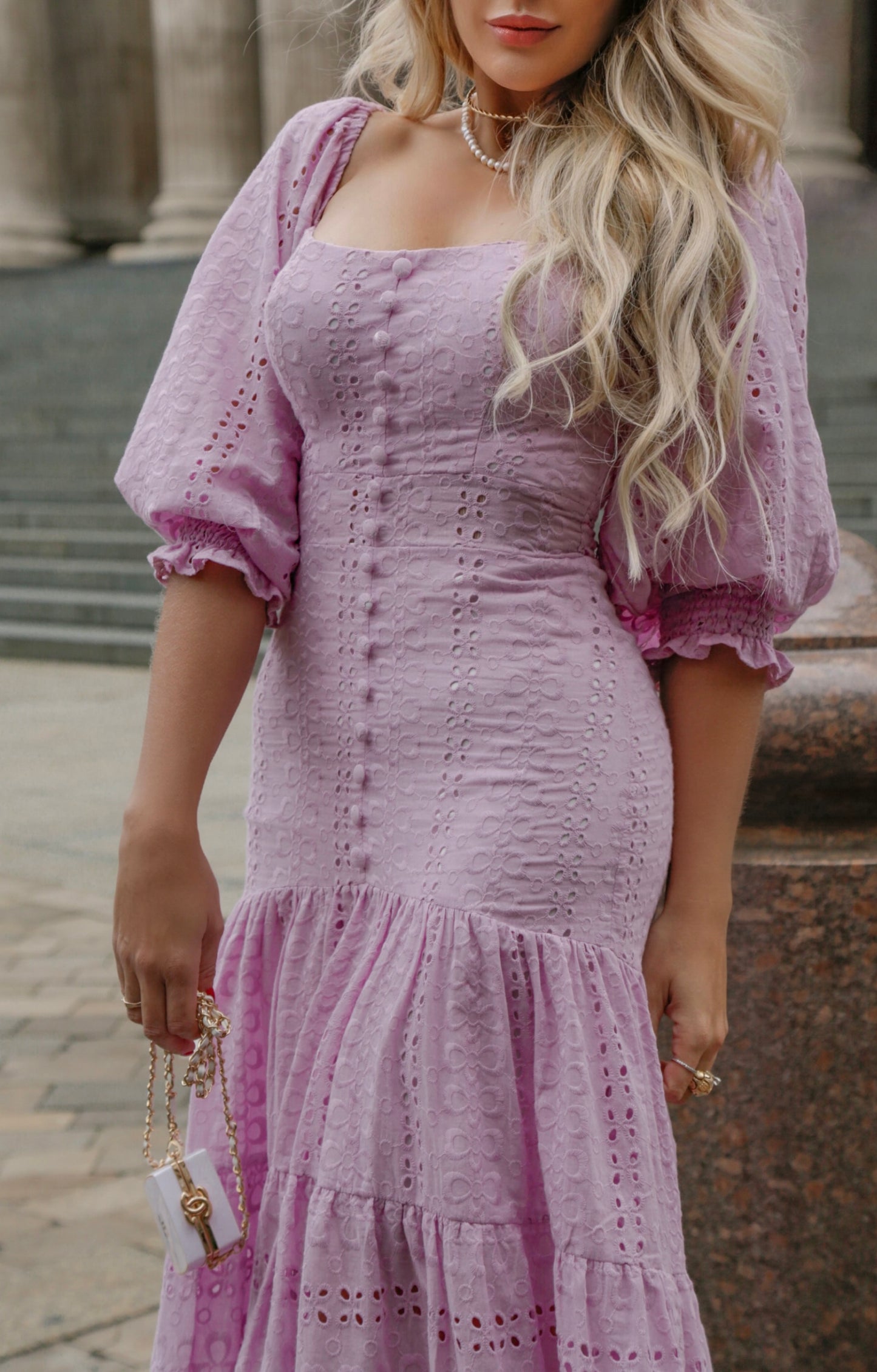 Anne - Light Pink Midi Dress