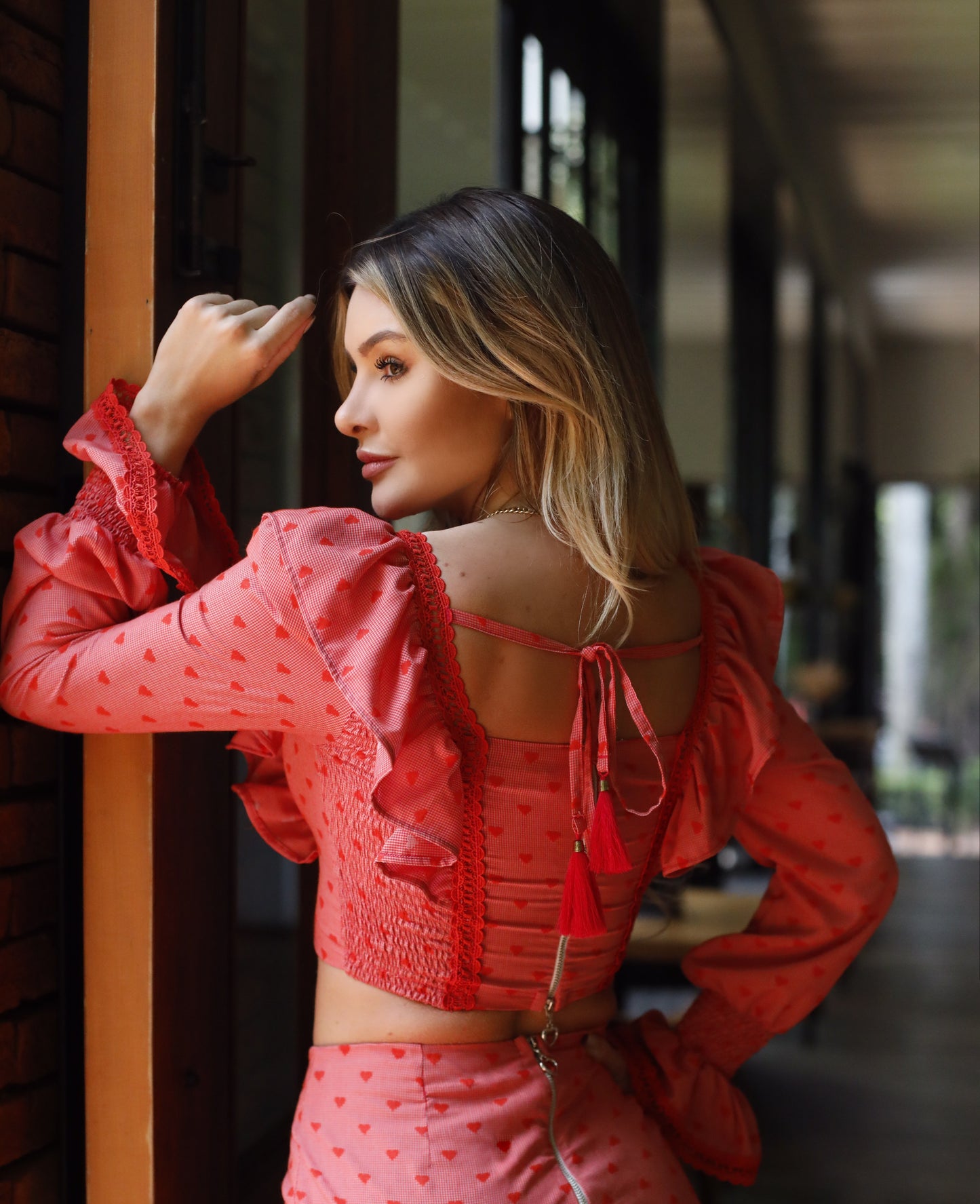 Sweet Set - Red Long Skirt and Cropped Top Set