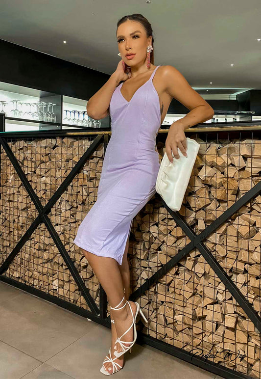 Midi Lilac Dress w/ Braided Straps