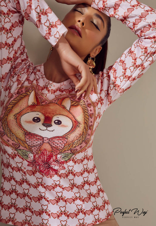 Cute Fox Print Sweater
